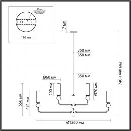 Odeon light 4359/8 MIDCENT ODL25 Люстра под  латунь/металл/стекло/белый мрамор IP20 8* E14 40W 220V LOLLA  - 2 купить